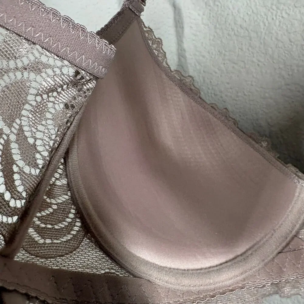 Rene Rofe 36D Push Up Bra Beige Padded Wired Lace Nylon Blend Adjustable Strap - Picture 7 of 7